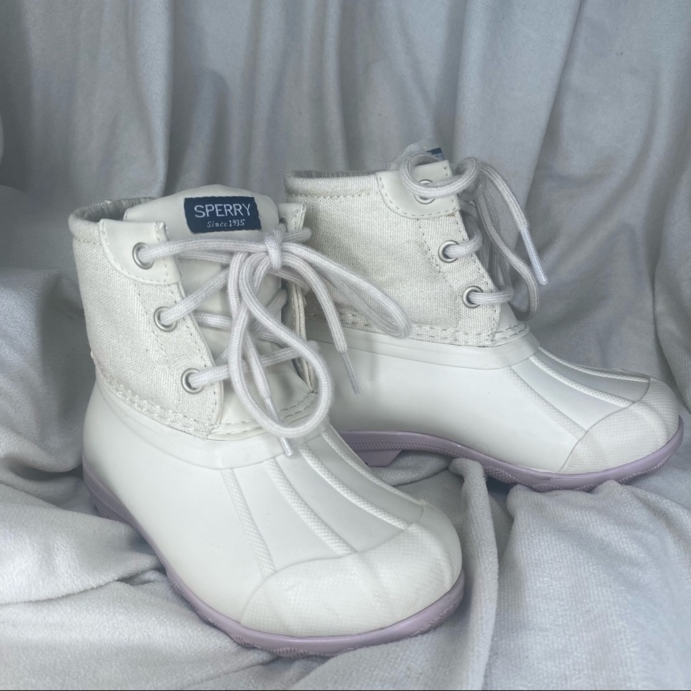 Sperry Cream & Purple Toddler Girl Duck Boot!